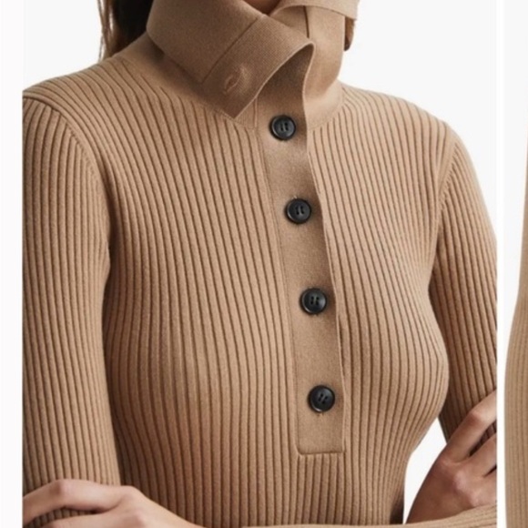 Reiss Tan Ribbed Cardigan - Picture 2 of 11